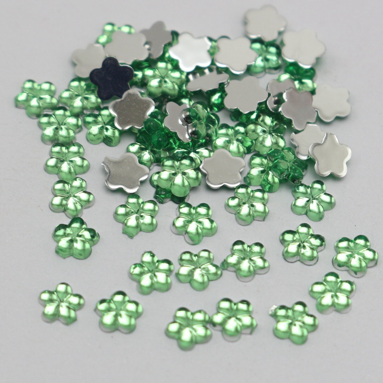 1000 Light green Acrylic FlatBack Mini Flower 4mm Rhinestones Gems Nail Art Tips