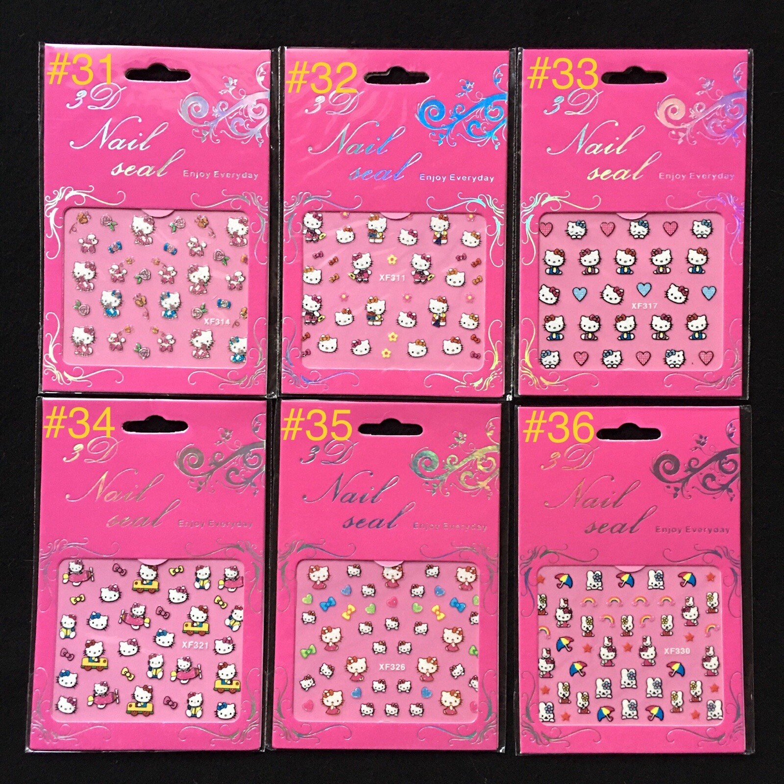 48 Design Hello Kitty 3D Glitter Nail Sticker Nail Art Decal St-259
