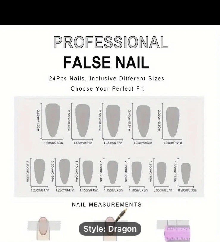 24 Pc DRAGON Purple Blue Xtra Long Stiletto Press On Nails Glue And Tabs Incl