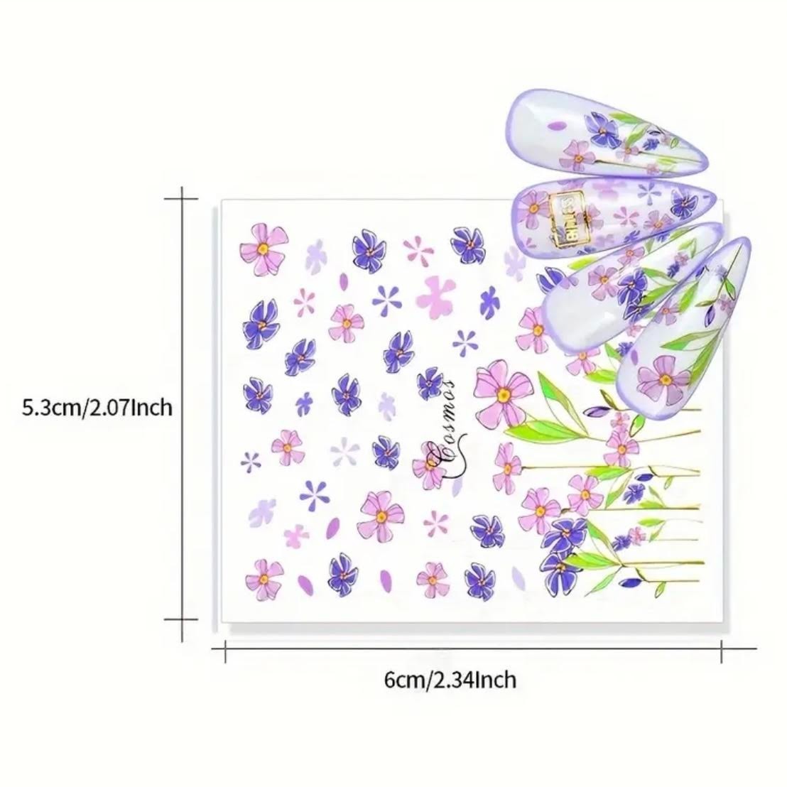 Nail Sticker Soak In Water Flower Roses Poppy Tulip Lily Sunflower