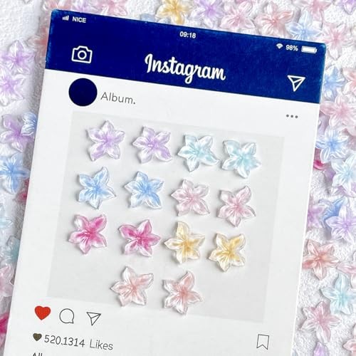 120Pcs Summer Flower Nail Art Charms 3D Colorful Hibiscus Flowers Nail style05