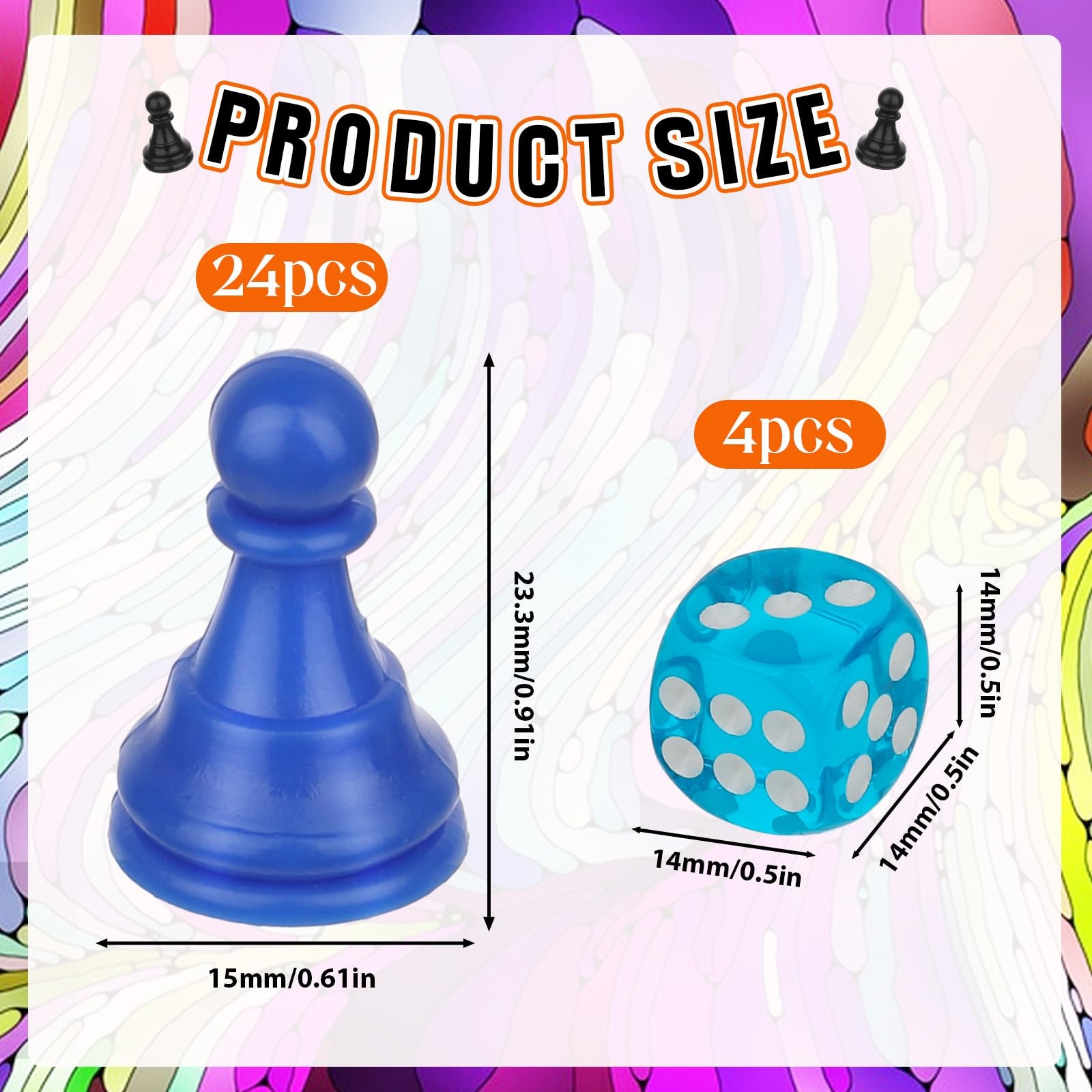 28pcs Multicolor Board Game Pieces, 0.61 inches x x 0.1