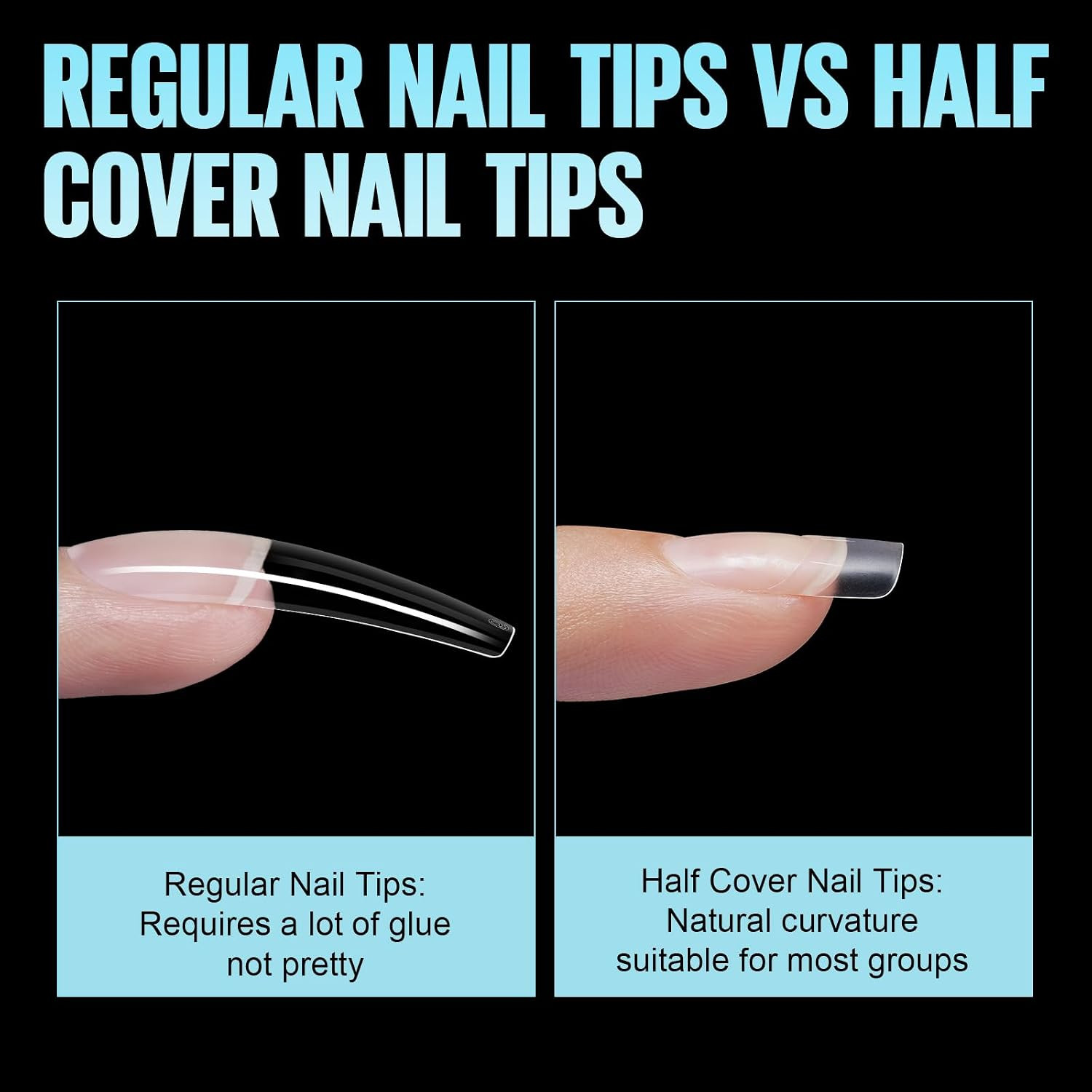Short Squoval Nail Tips, 510Pcs Acrylic Nails Tips Full Matte, 12 Sizes No C Cur