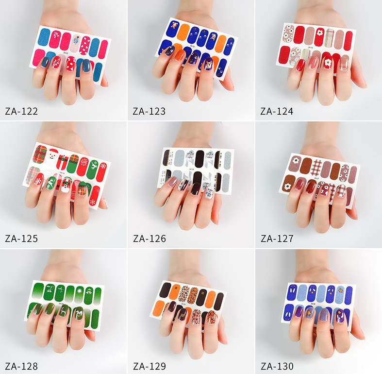 3D Glitter Nail Wraps Full Size Sticker Nail Polish Art Self-Stick Decor NS22
