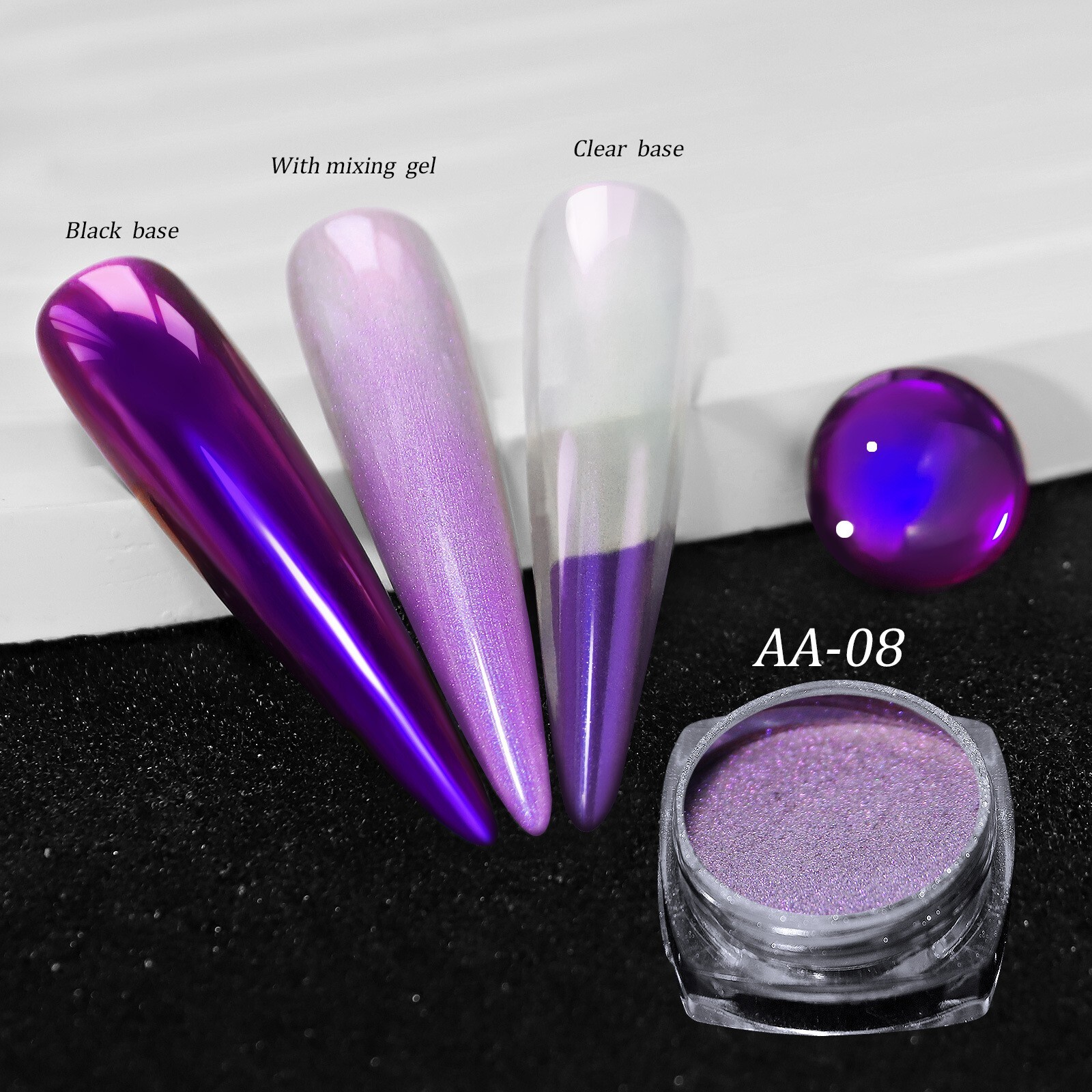 12 Jars Magic Mirror Nail Art Powder Chameleon Laser Nail Glitter for False Tips