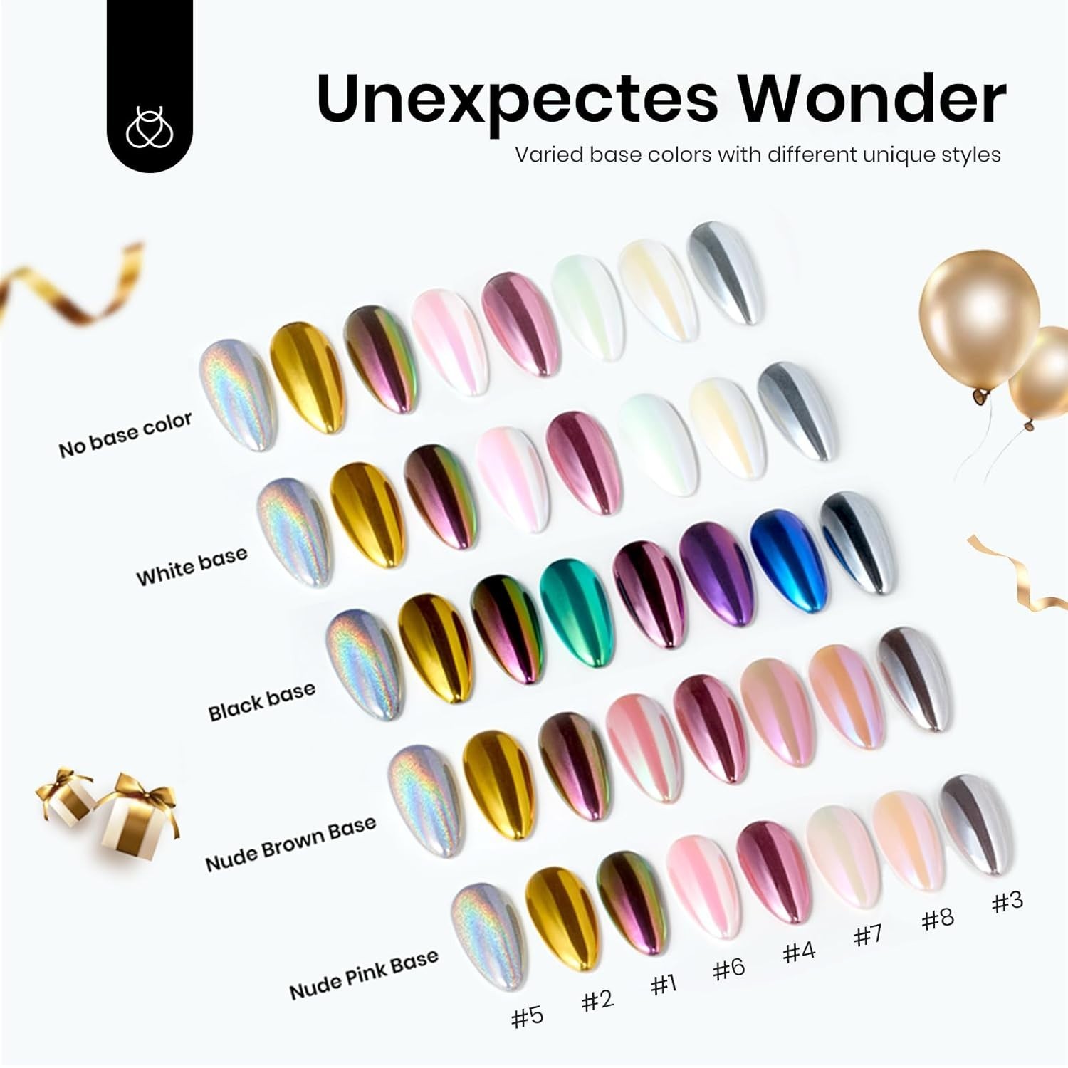 Glamorous 8-Color Chrome Nail Powder – Holographic Manicure Decoration Gift
