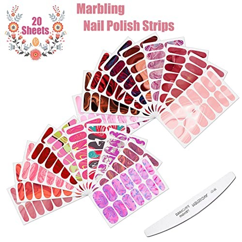 280 Pieces 20 Sheets Full Wrap Self-Adhesive Marbling Nail Polish Strips
