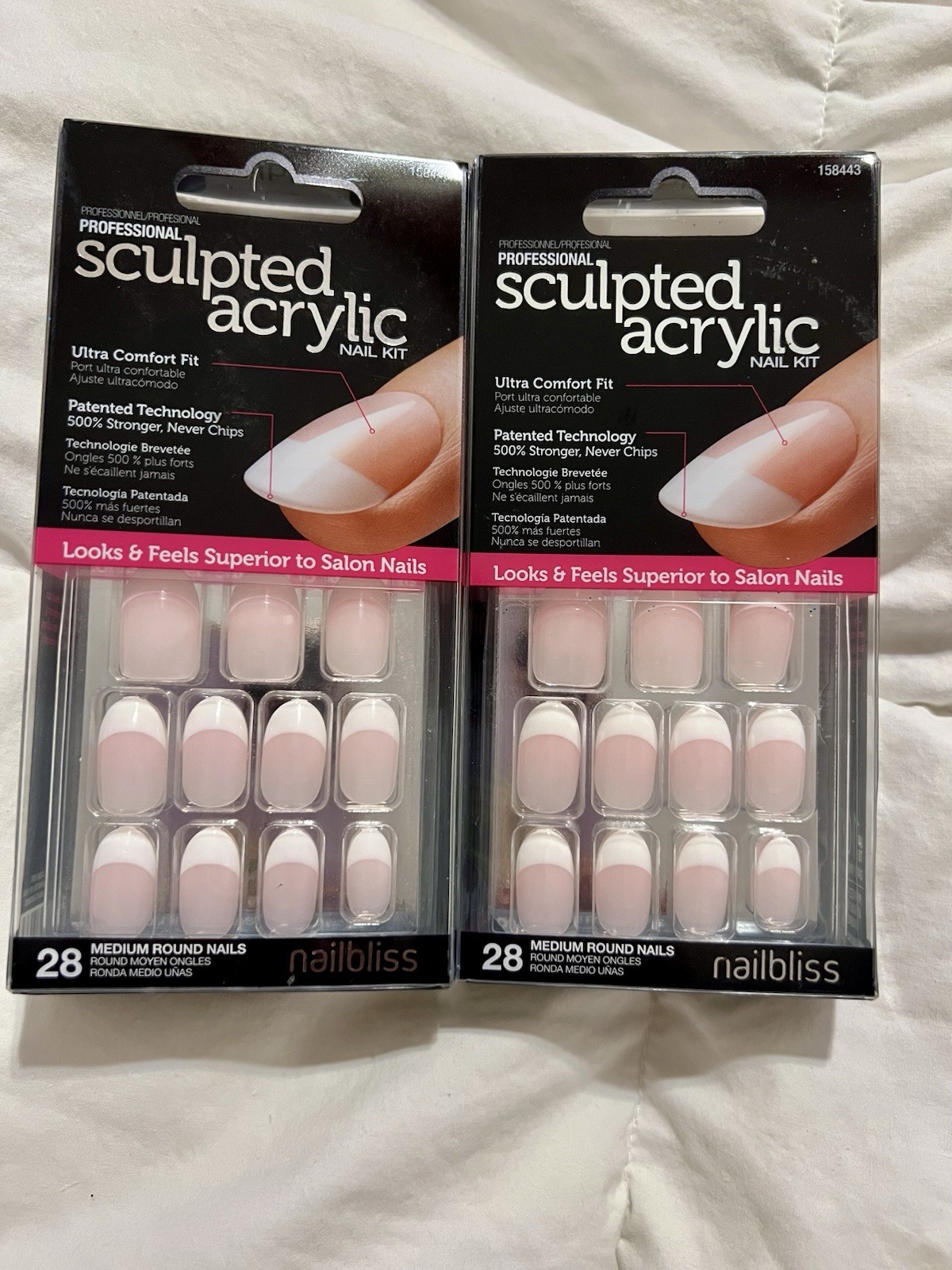 New Nailbliss Professional Sculpted Acrylic Nail Set, 2 Box Sets