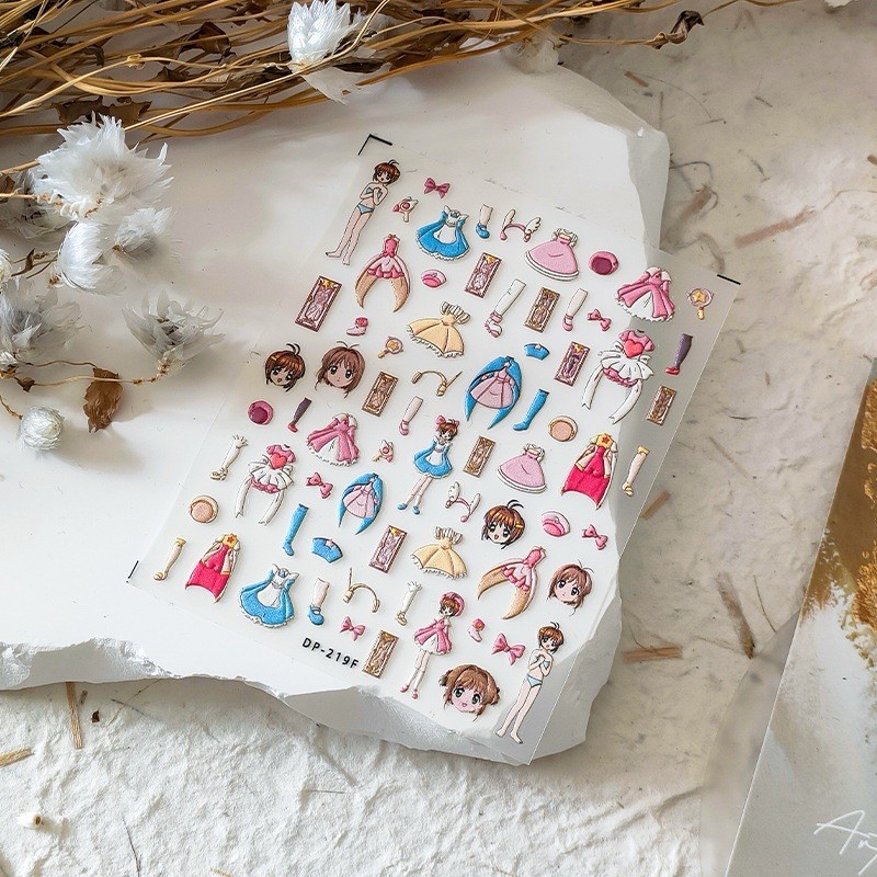 3D Anime Cosplay Outfit Nail Stickers | Cute Magical Girl Dress-Up Decals
