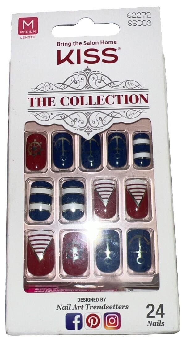 KISS The Collection MEDIUM #62272 RED/BLUE/WHITE Navy Motif (New/Discontinued)