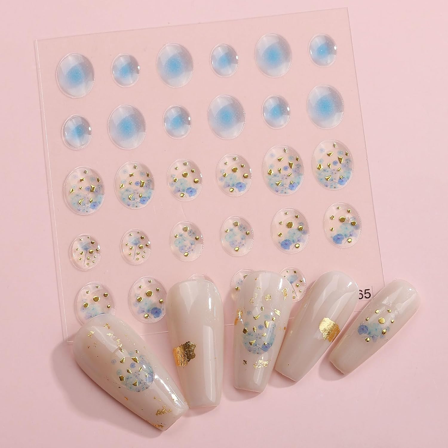 6 Sheets 3D Embossed Gold Irregular Geometric Nail Art Stickers Decals Self