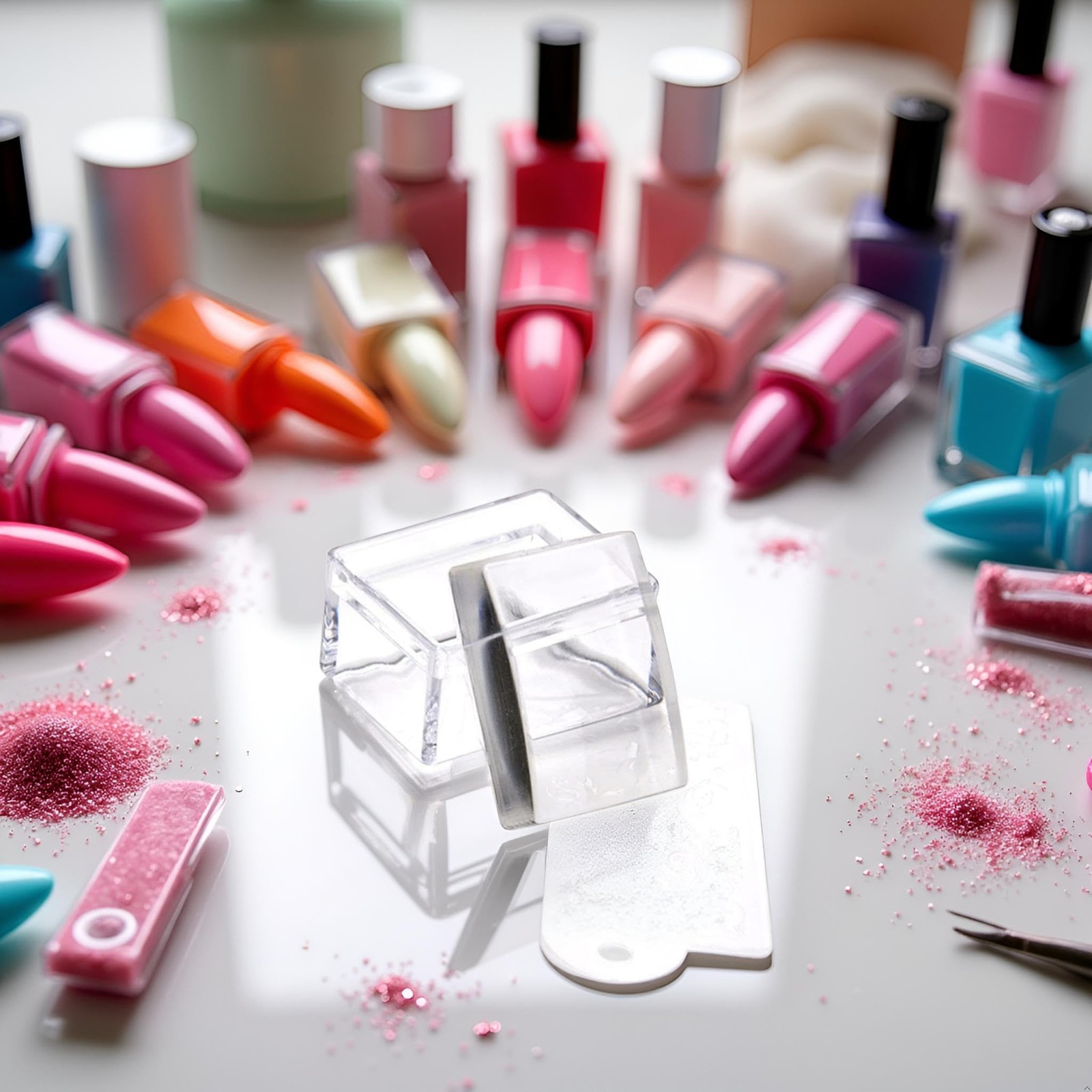 1 Sets Rectangle Clear Silicone Nail Art Stamper with Scraper Nail Stamping J…