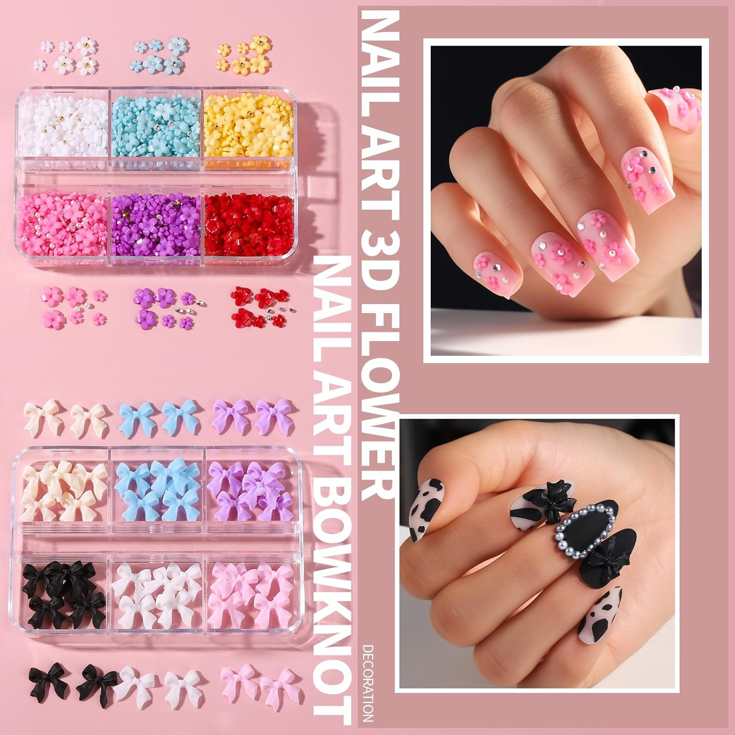 Nail Art Kit Beginners Chrome Powder Charms Stickers Brushes Dotting Rhinestones
