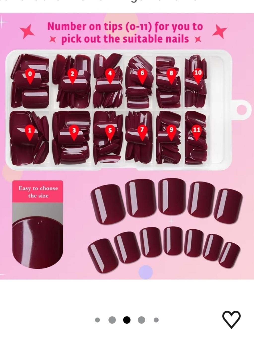 Wine Red Press On Nails