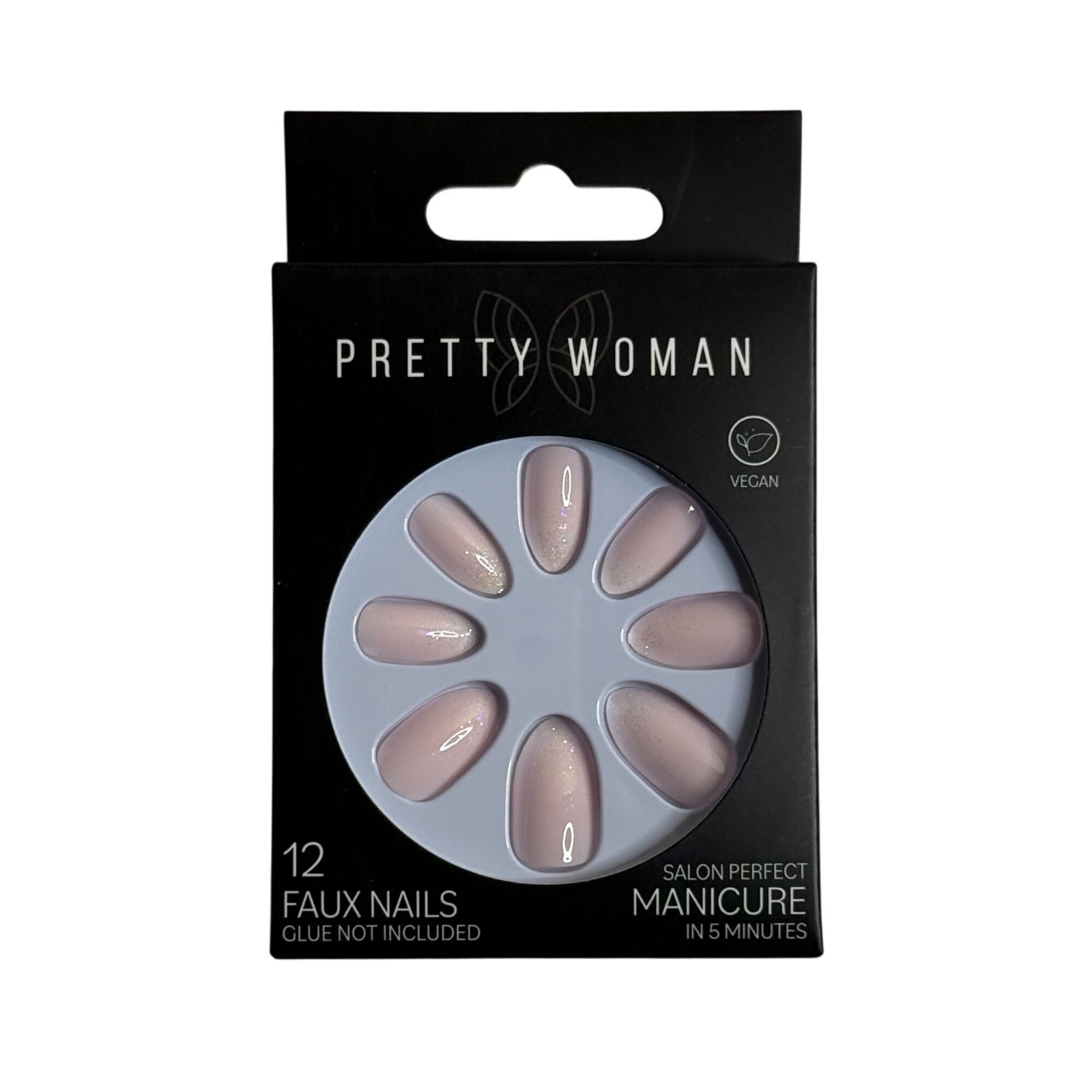 Pretty Woman Press On Nails Nude Pink Short Glossy 12pc Vegan Manicure