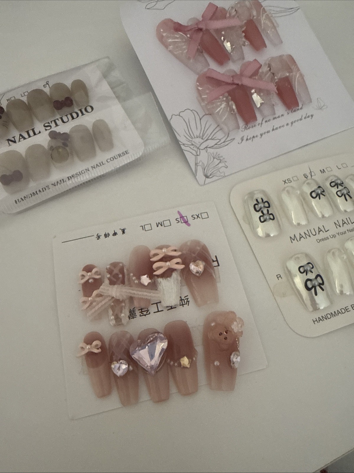 Handmade Press On Nails Set Bundle – Pink Nude Nail Art Designs – Gel Style Fake