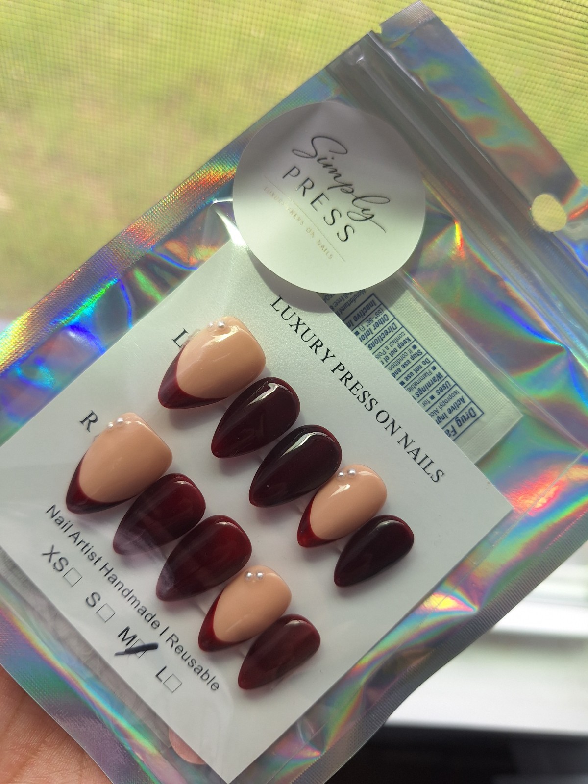 Red French Press On Nails, Short Lenght. Sizes Xs,S,M,L