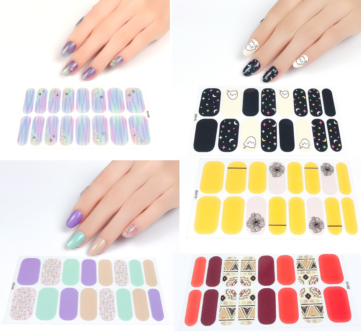 Full Size 3D Nail Wraps Stickers Polish Manicure Art Self Stick Decor Strip NS23