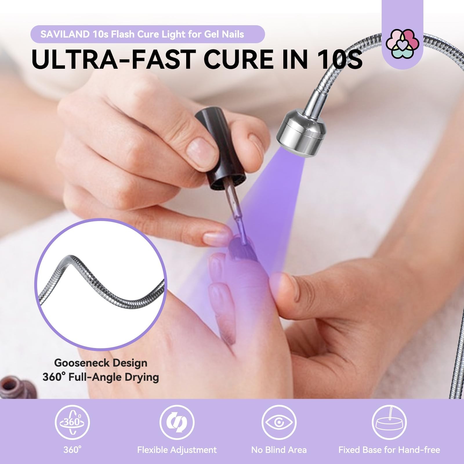 SAVILAND Gooseneck U V Lamp for Gel Nails:Touch Switch 12W U V Nail… Fast Ship