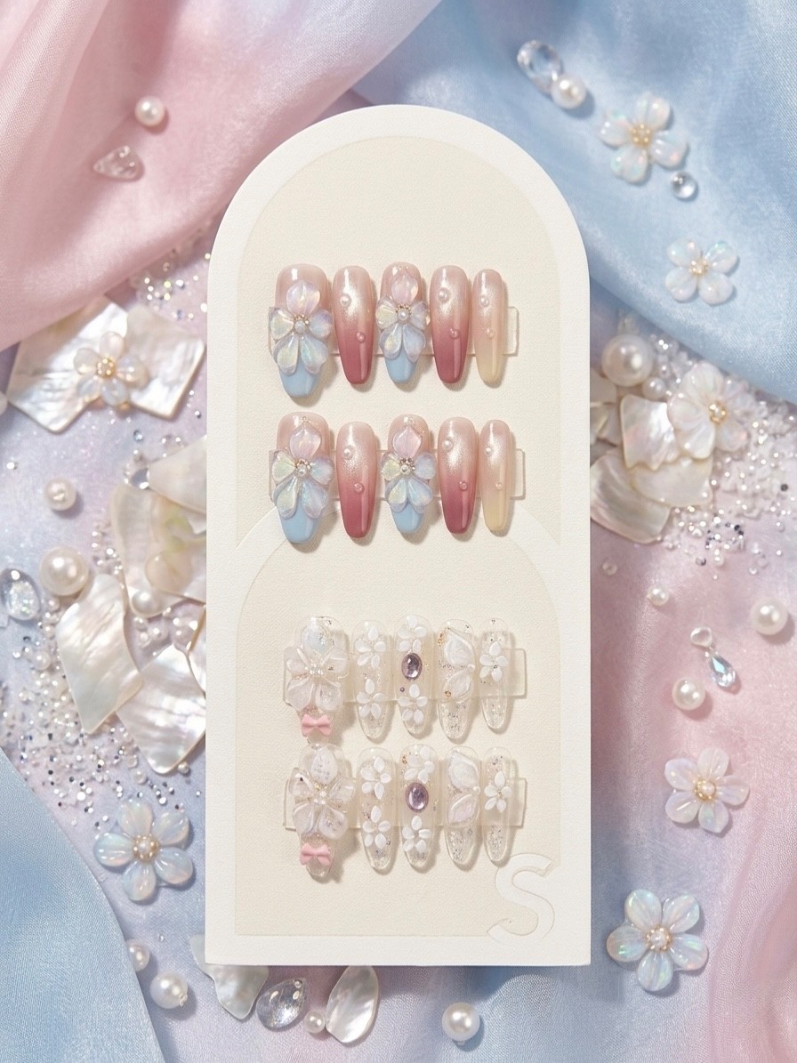 2 sets of Elegant Pastel Blue Pink Floral