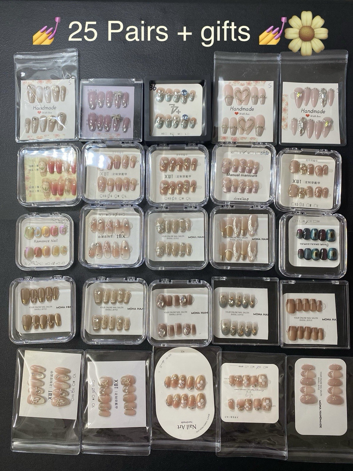 25 Pairs LOT-Handmade Press On Nails Reusable Size S Rebecca Minkoff Bag