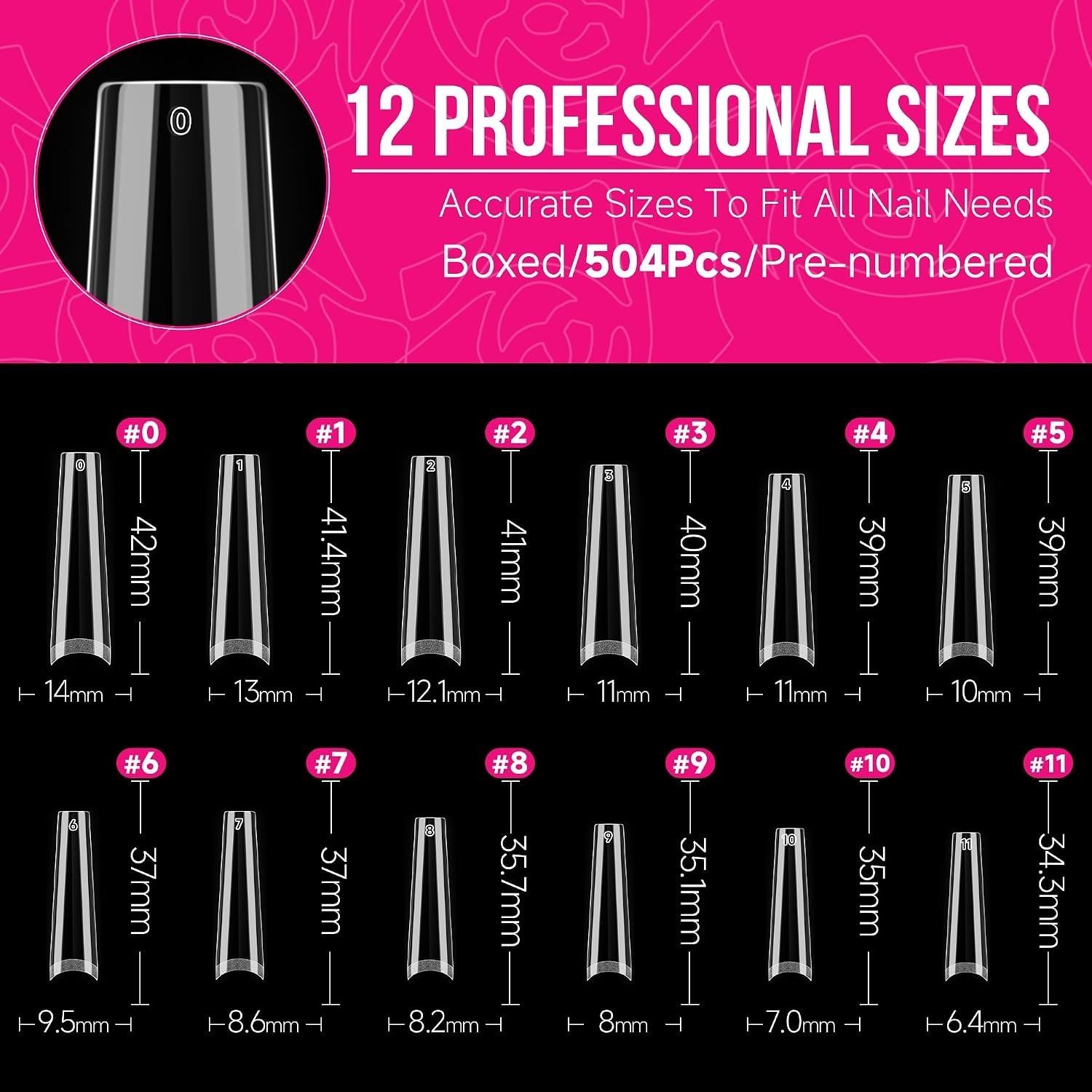 Long Lasting 504PCS Coffin Nail Tips – Extra Long Gel Extensions for Nail Art