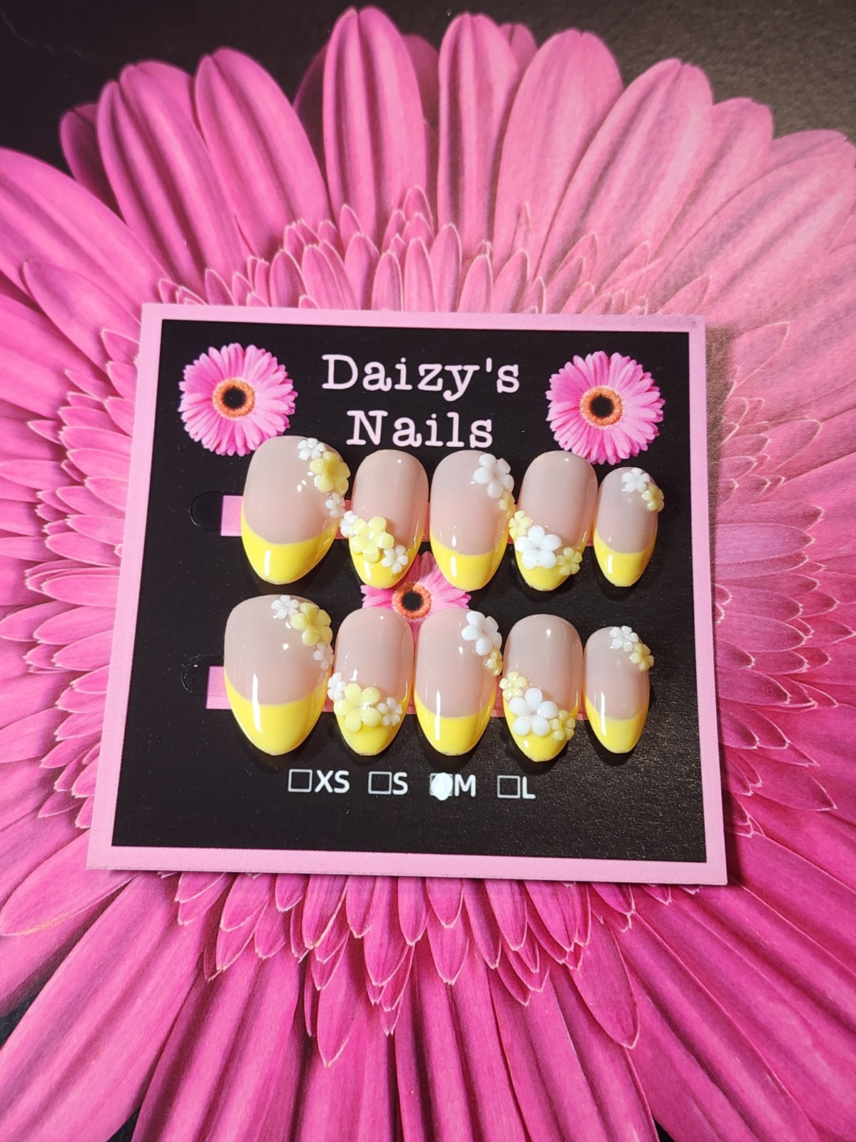 Medium Size 3D Yellow French Flower Set Handmade Almond 2.0 Cm Length