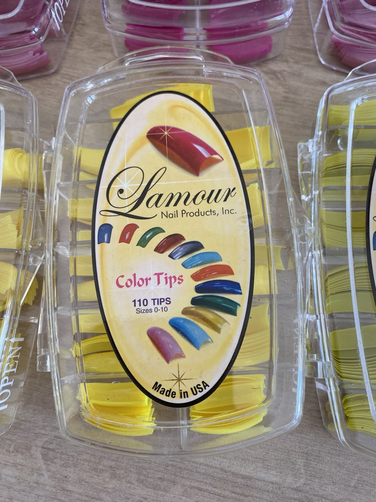 Lamour Nail Products Coloured Tips 5 Yellow 5 Purple 1100 Total USA 0-10