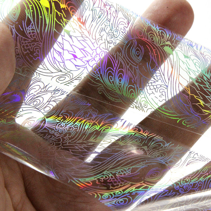 8 Sheet Holographic Nail Foil Punk Geometric Nail Art Transfer Stickers Glitter
