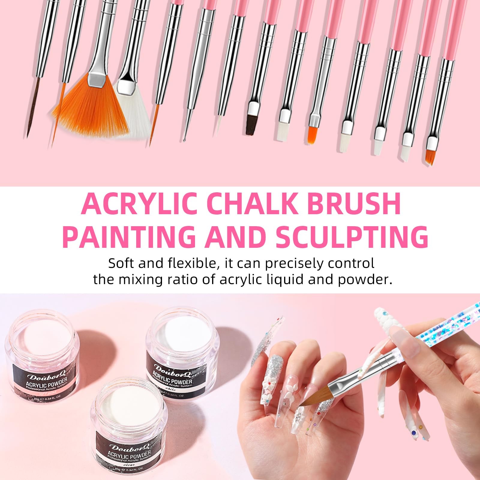 Acrylic Nail Art Kit for Beginners with U V Lamp and Drill