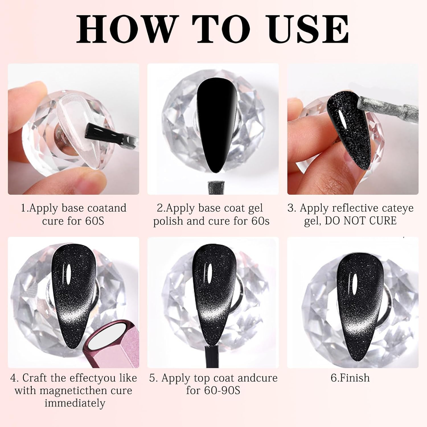 Cat Eye Nail Magnet,Professional Double-Ended Hexagon Strong Nail Magnet Stick f
