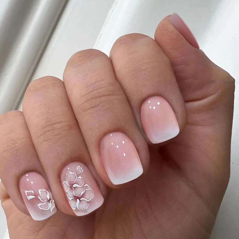 Curvlife Soft Gel Press on Nails Short Square Acrylic Fake Nails
