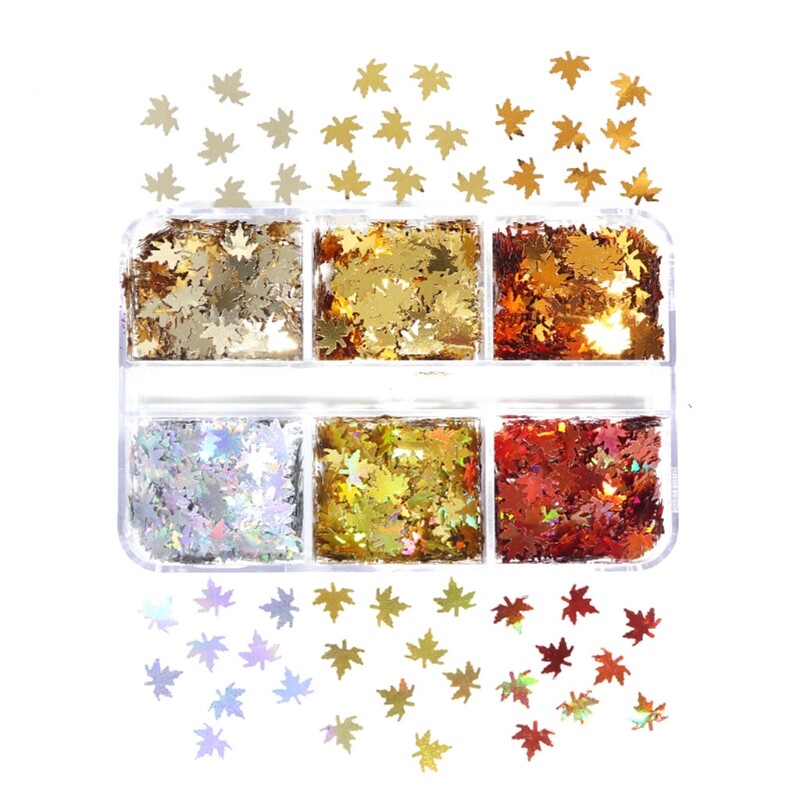3D Maple Leaf Glitter Sequins Art Flakes Manicure Colorful