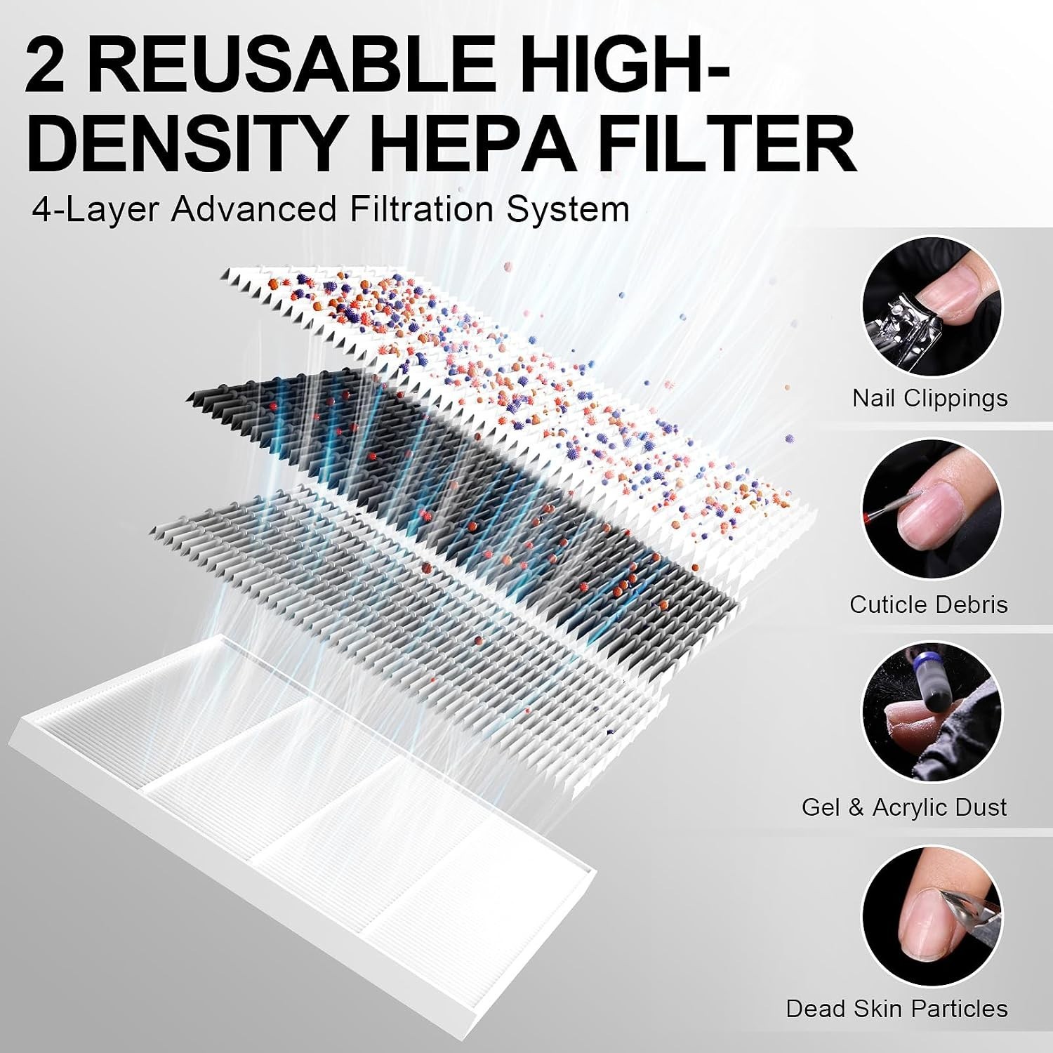 Professional Rechargeable Nail Vacuum Dust Collector with Adjustable Suction