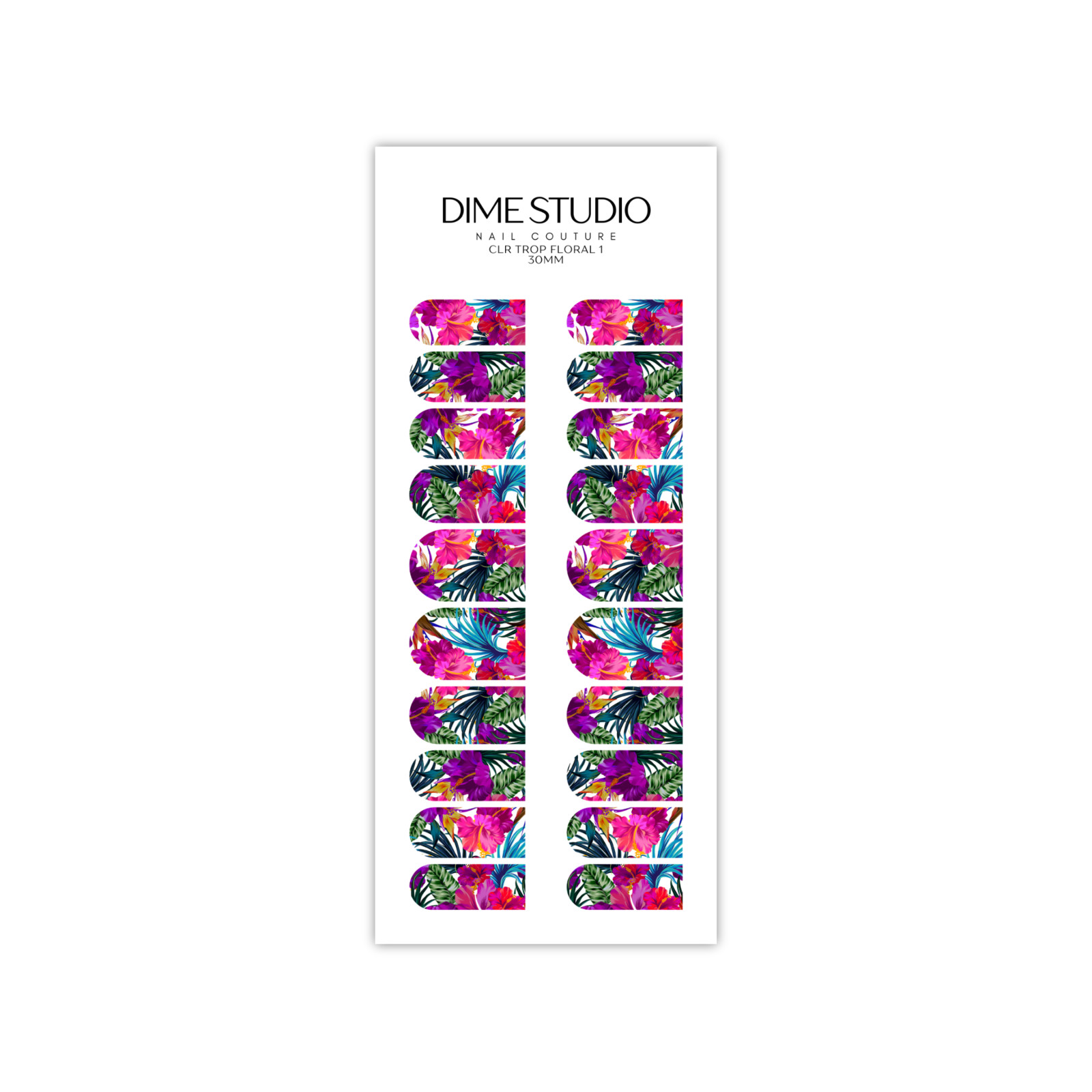 Pink & Purple Clear tropical Floral Nail Decals Waterslide Nail Wraps