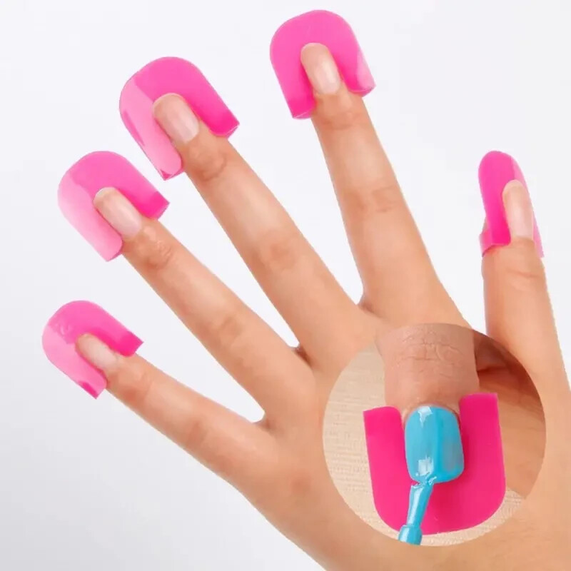 U Curve Shape Nail Protector Hot Pink Reusable Nail Art Tool 26 Pieces 10 Sizes