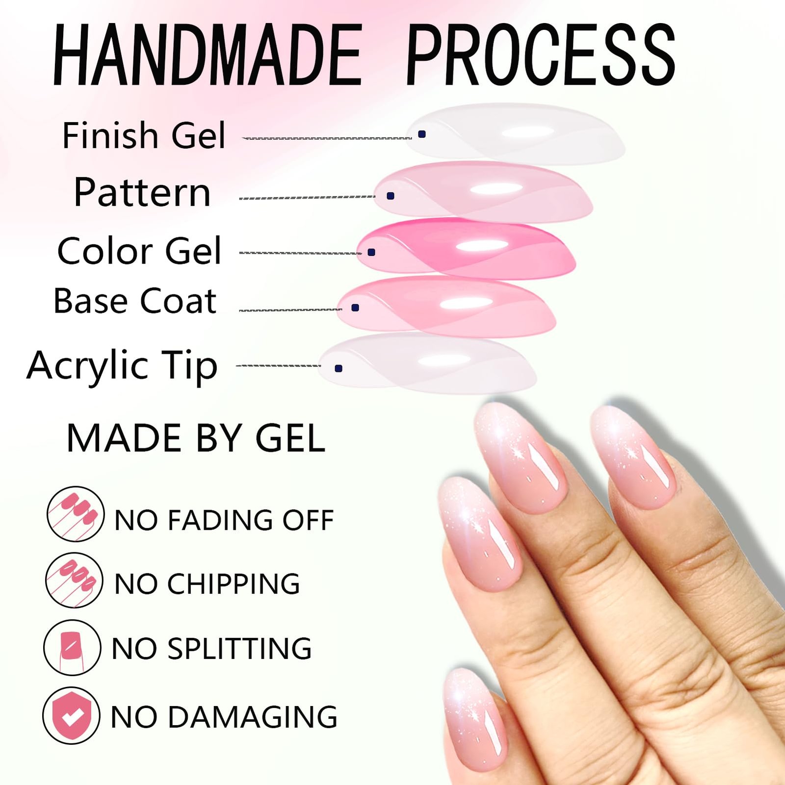 Almond Press on Nails, Shaped 0.04 Fl Oz (Pack of 24), Short