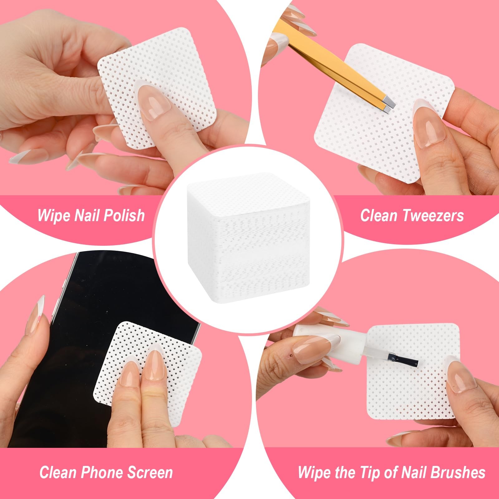 Lint Free Nail Wipes, Acetone Polish Remover 1081 Piece Set, White