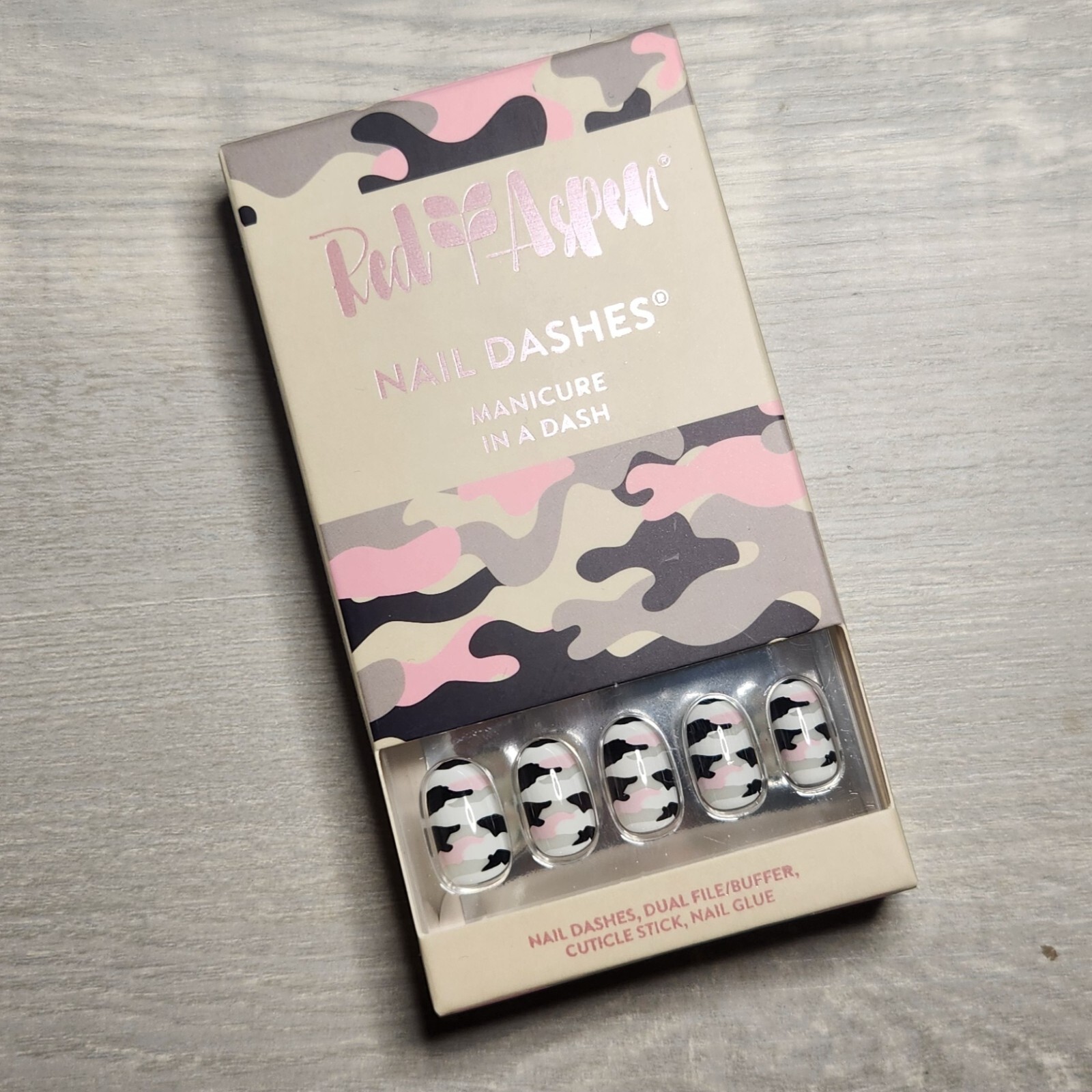 Press On Nails Army Pants & Flip Flops Dashes Pink Camo Christmas Red Aspen