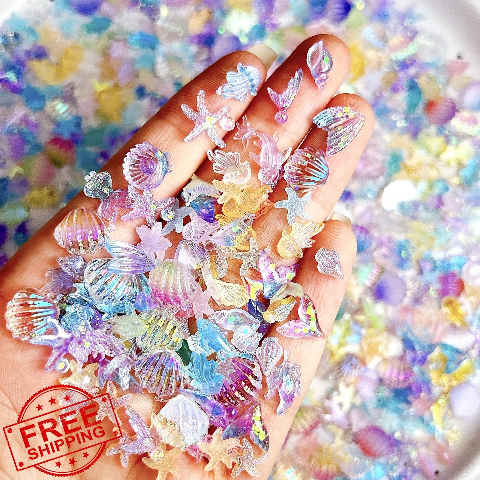 Tephrent 200PCS Resin Nail Charms Multicolored