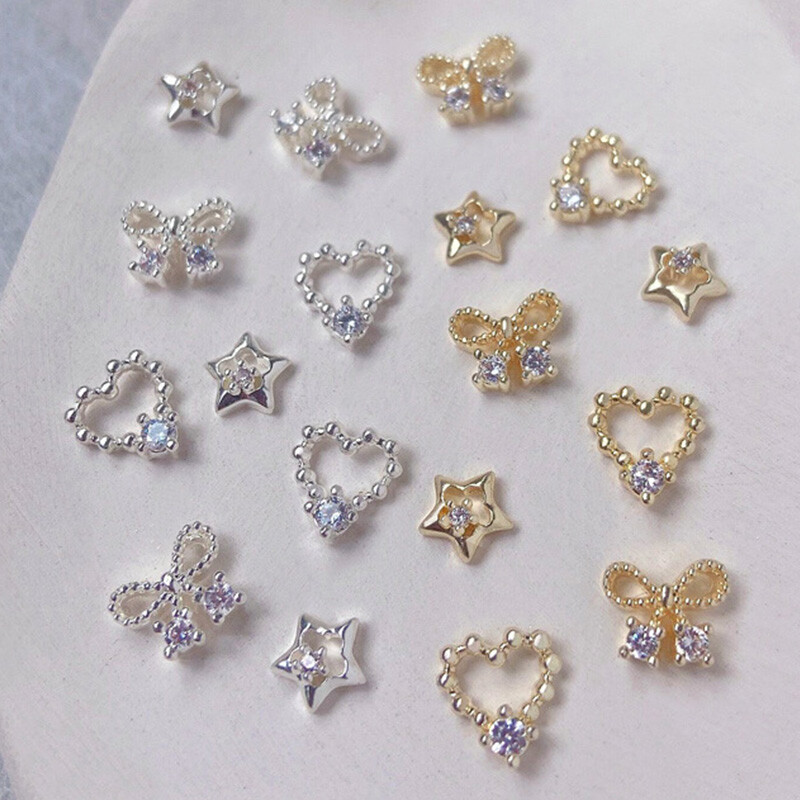 2pcs DIY Heart Butterfly Nail Art Decor Zircon Jewelry 3D Nail Art Rhinestones ⇓
