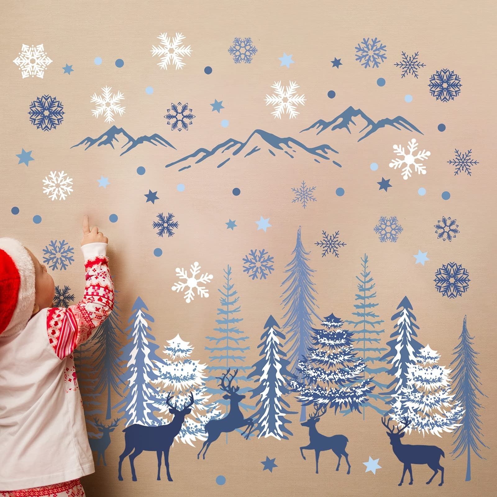 Teling 8 Pieces Winter Snowflake Wall Decals Stickers Dreamy Nursery Forest W…