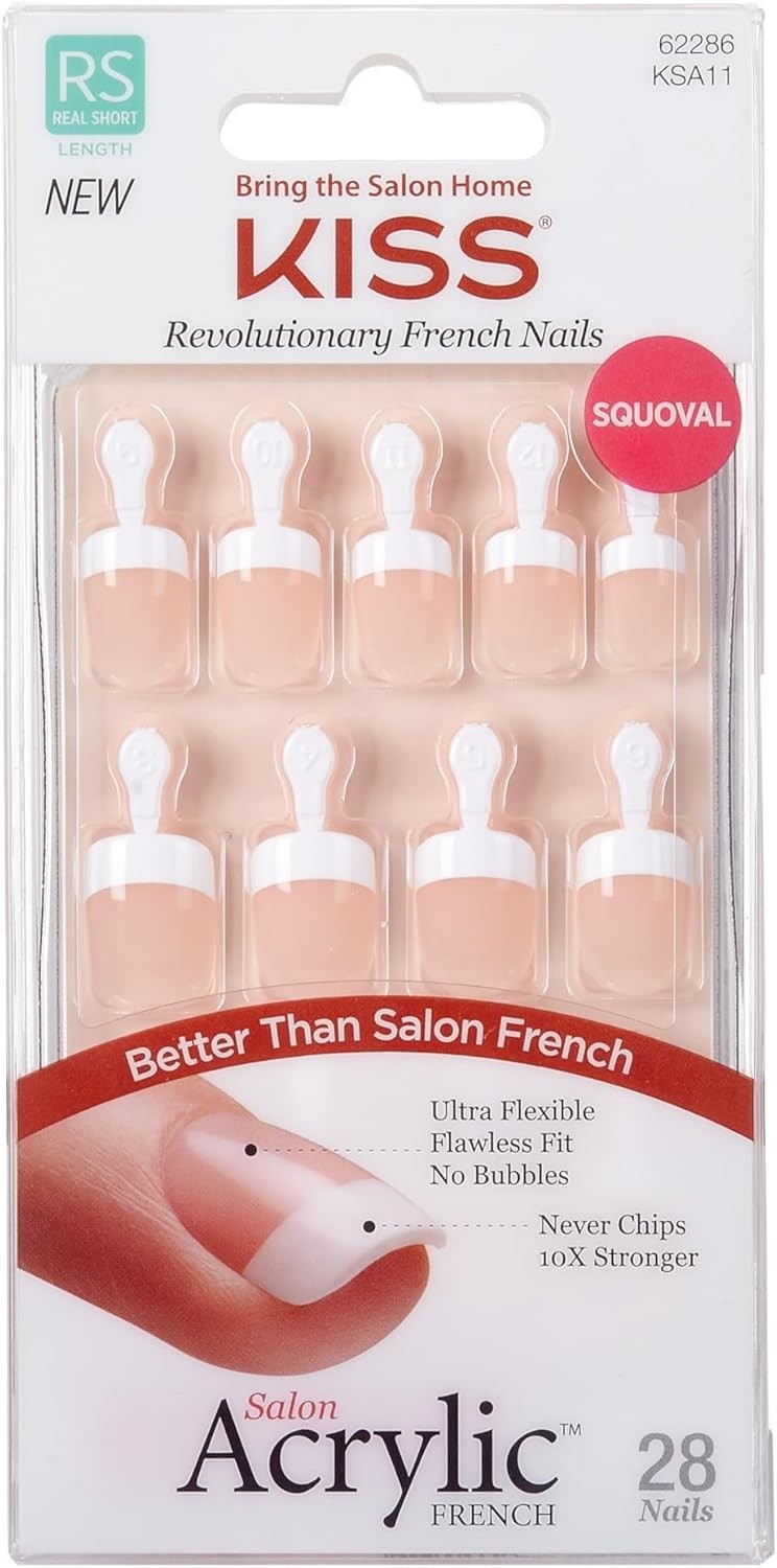 Kiss Products Salon Acrylic French Press-On Nails Real Short KSA11 Power Play