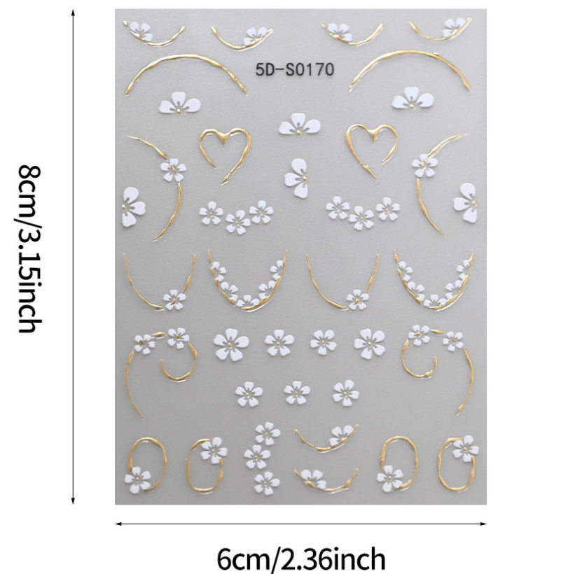 2Pcs Flower Rhinestones French Daisy Nail Art Stickers 3D Self-Adhesive NH21