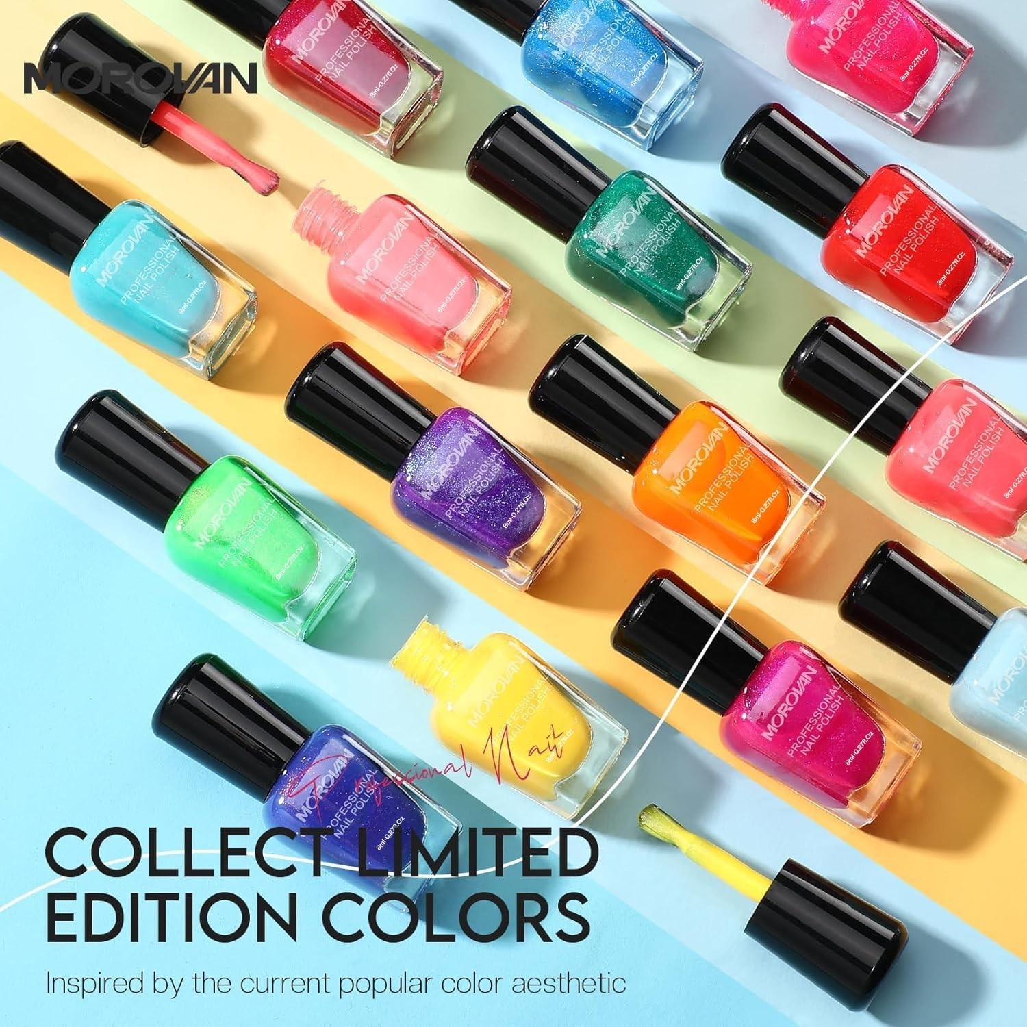 Morovan Nail Polish Set Fingernail: Shimmer Glitter Air Dry 15 Bright Colors …