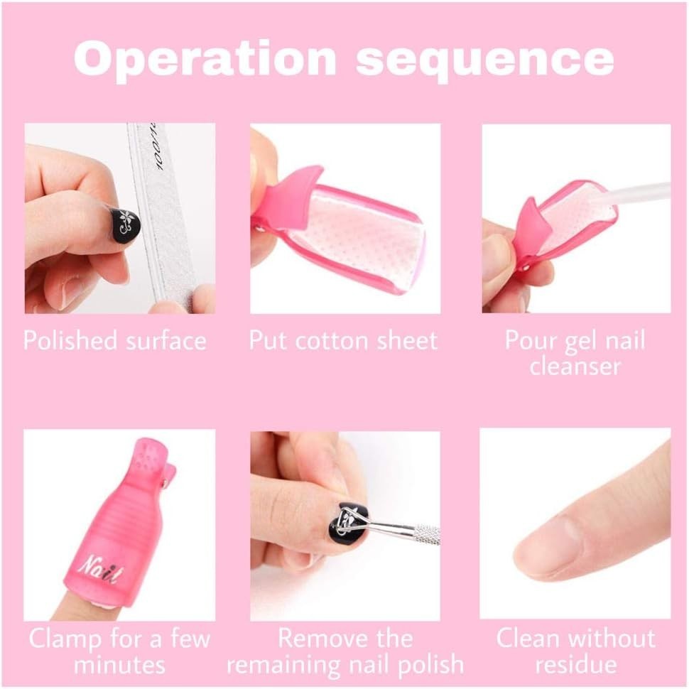 10 PCS Durable Rose Red Gel Polish Remover Clips – Acetone-Free Nail Tools