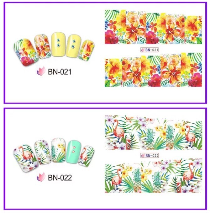 Floral Nail Art Water Decals: Spring Summer Flower Nail Wraps(Group 2)