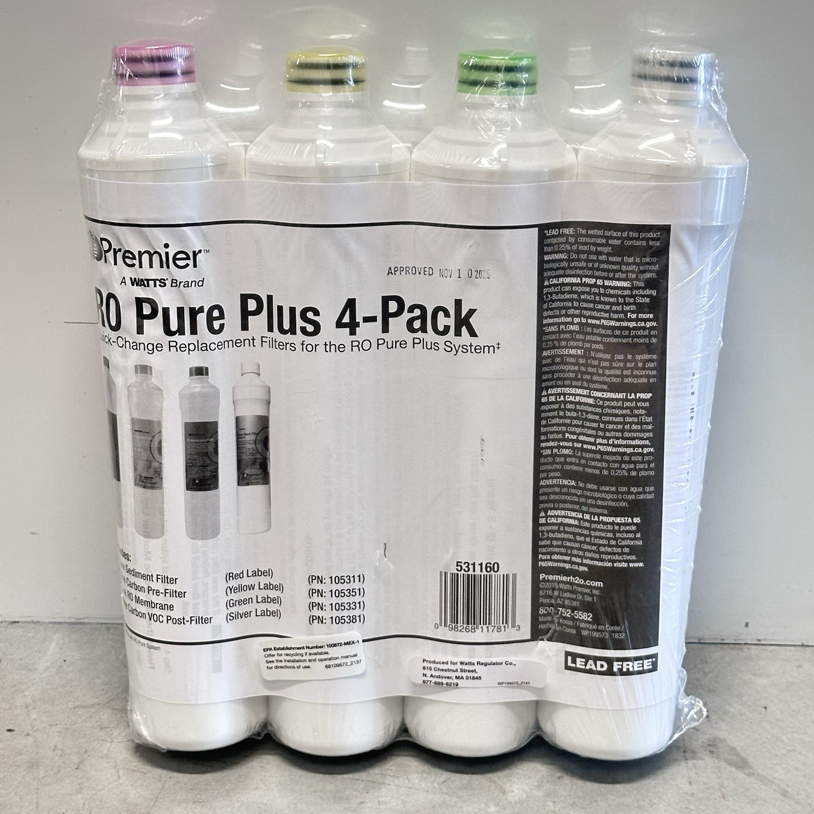 Watts Premier RO Pure Plus 4-Pack Filtration Kit for 4 Stage Pure Plus/Zero