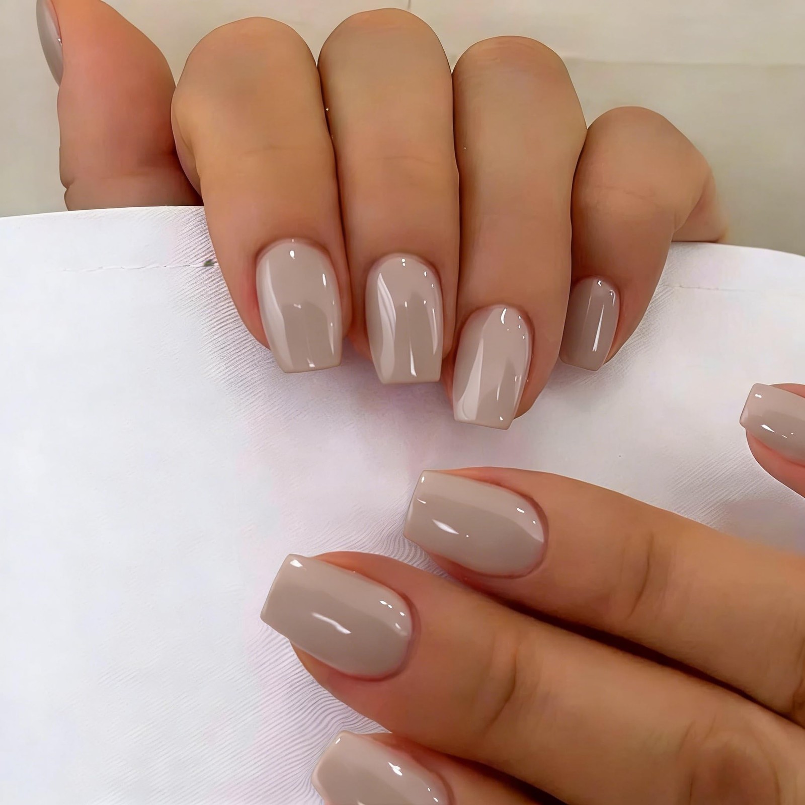 SXVME Short Coffin Nails Light Grey Press On 30 Pcs