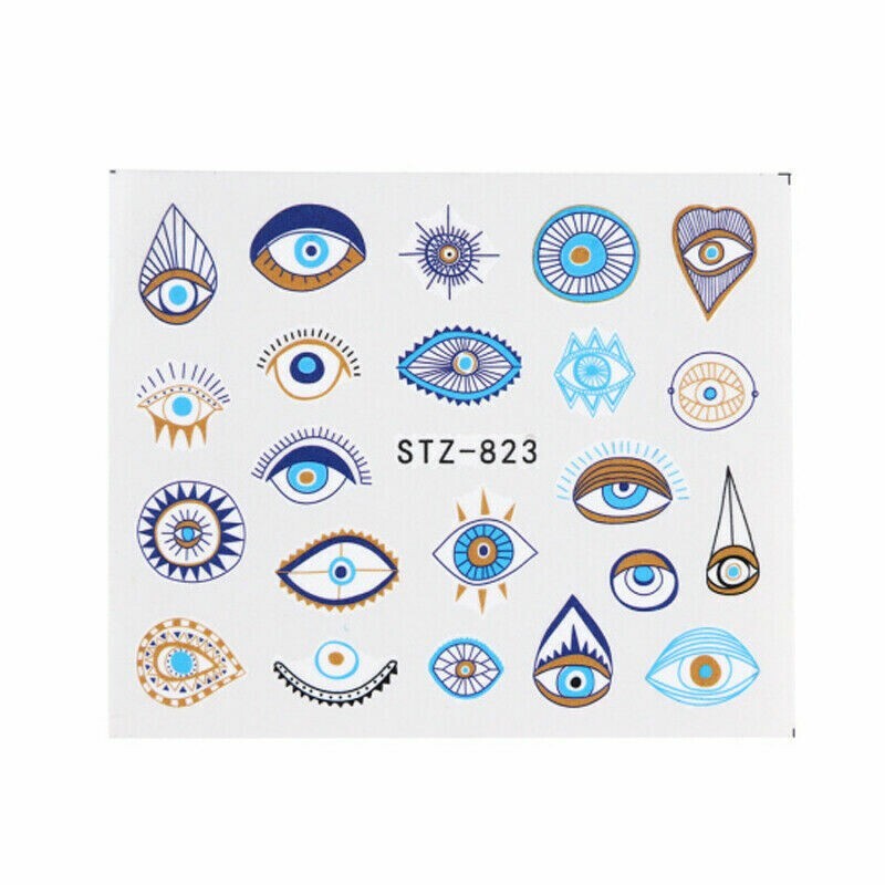 Nail Art Water Decals Stickers Transfers Halloween Tribal Eyes Eye Love NS28